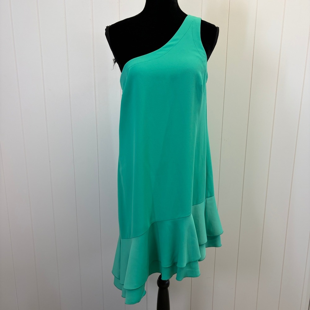 Trina Turk Lunaria Cocktail One Shoulder Tiered Mini Dress Women Size 8 Wedding